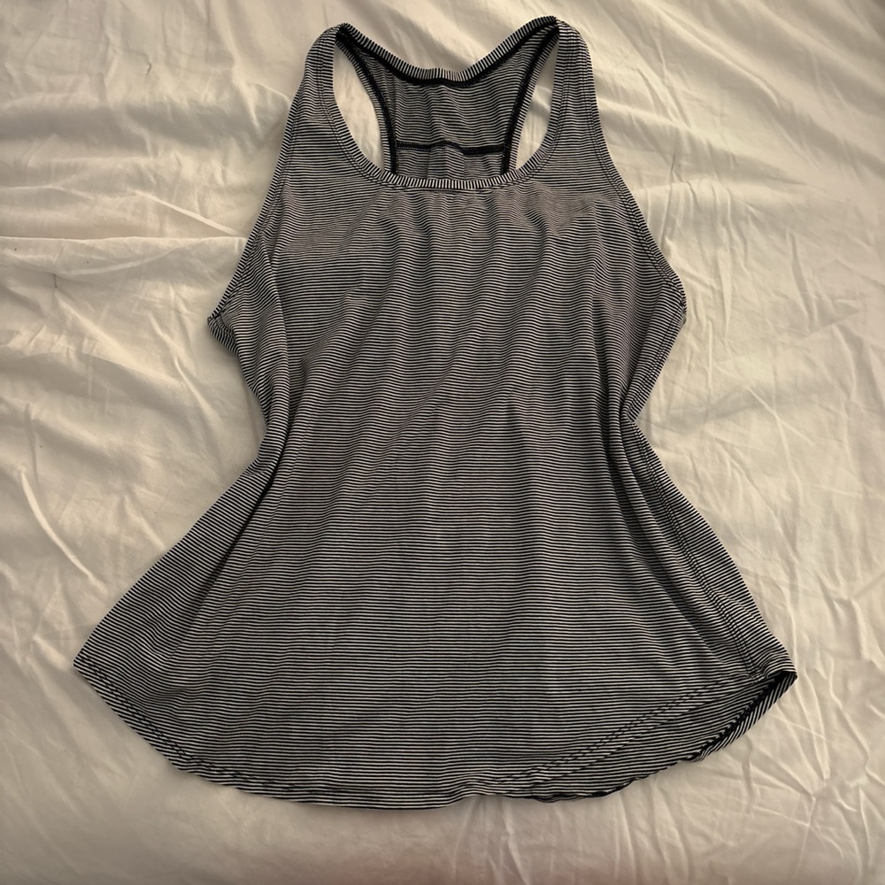 Lululemon Women’s Black and White Striped Racerback Tank Top
